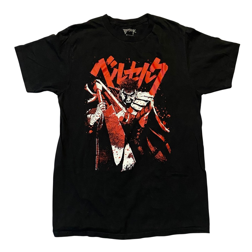 Berserk Guts Manga Graphic T-Shirt‎ Mens Medium Black Crunchyroll Anime Tee